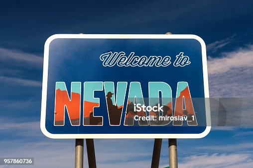 istock Welcome to Nevada road sign 957860736