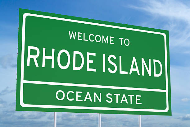Welcome to Rhode Island state road sign Welcome to Rhode Island state concept on road sign rhode island stock pictures, royalty-free photos & images