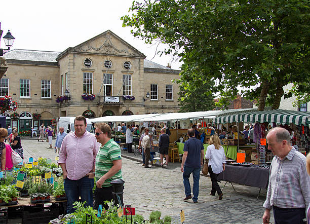 Wells Market Day Weekday market at Wels in Somerset. somerset england stock pictures, royalty-free photos & images
