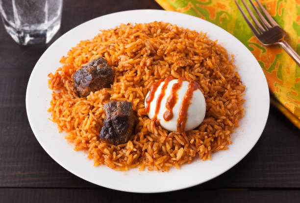 West African Entree of Rice Jollof stock photo
