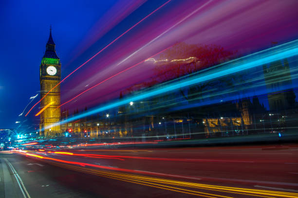 Westminster light trails stock photo