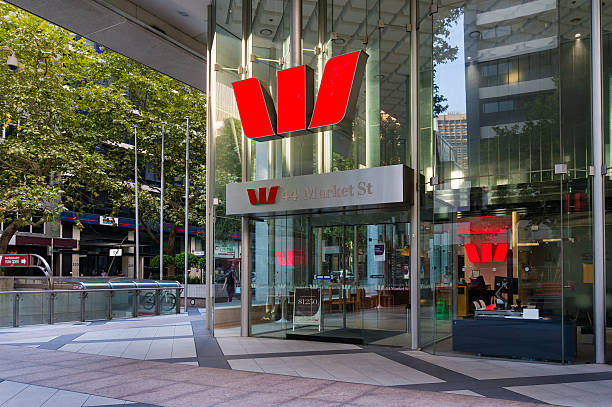 Westpac branch, Market street, Sydney, Australia stock photo