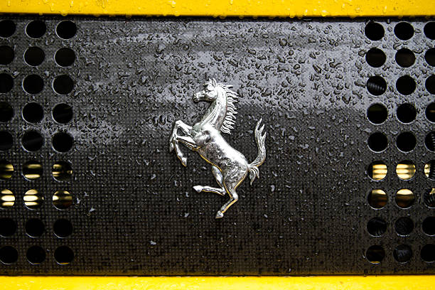 Wet Ferrari logo stock photo