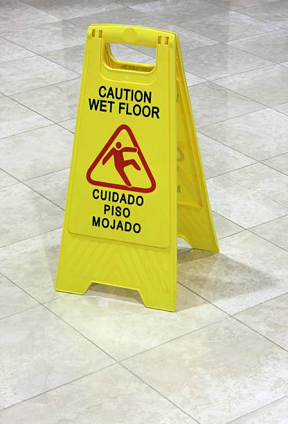 Wet Floor Warning Sign English Spanish Stock Photo Download