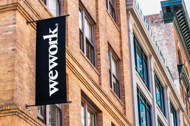 WeWork office building located in SOMA district, San Francisco stock photo