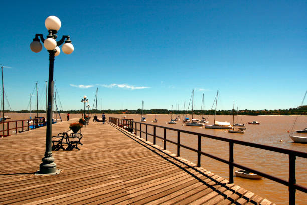 A wharf on the rio de la plata. stock photo