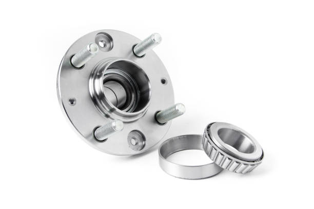 Wheel bearings and wheel bearing on white background. Auto parts stock photo