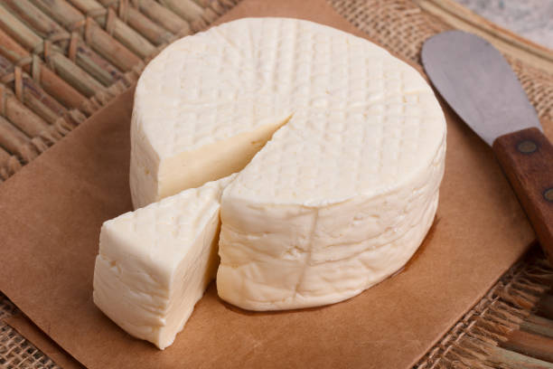 Wheel of brazilian traditional cheese Minas stock photo