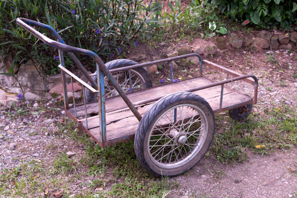 Wheelbarrow for gardening stock photo