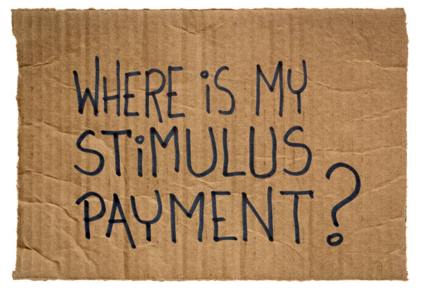 Where is my stimulus payment? Where is my stimulus payment? Handwriting on a piece of cardboard. Economic recession and relief bill during coronavirus covid-19 pandemic. stimulus check stock pictures, royalty-free photos & images