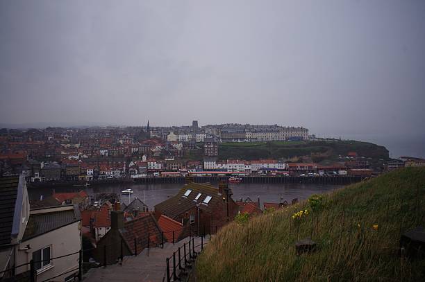 Whitby Cityscape from the Hills stock photo