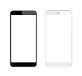 istock White and Black Smartphone with Blank Screen. Mobile Phone Template. Copy Space 1145914975