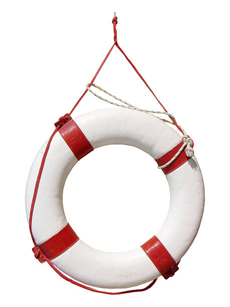 White and red life buoy hanging up Also more  PHOTOS ISOLATED ON BLACK BACKGROUND life belt stock pictures, royalty-free photos & images