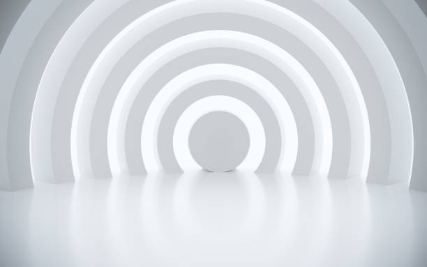 White architectural space with sunlight Geometric Shape, Circle, Shape, Architecture, Abstract arch architectural feature photos stock pictures, royalty-free photos & images