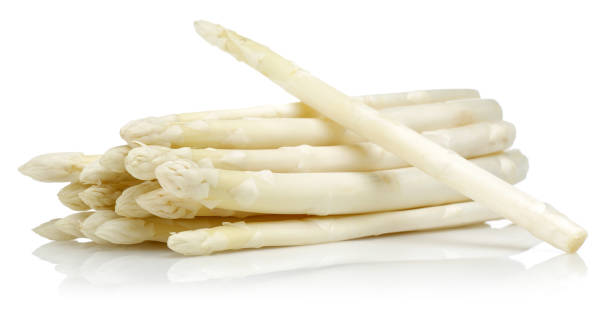 White asparagus sticks White asparagus sticks isolated on white background. Studio shot. asparagus stock pictures, royalty-free photos & images