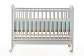 istock White baby crib on white background 165835408