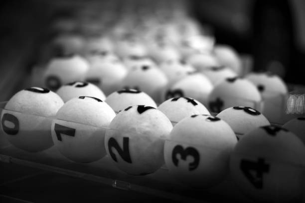 white balls for the game of lottery. stock photo