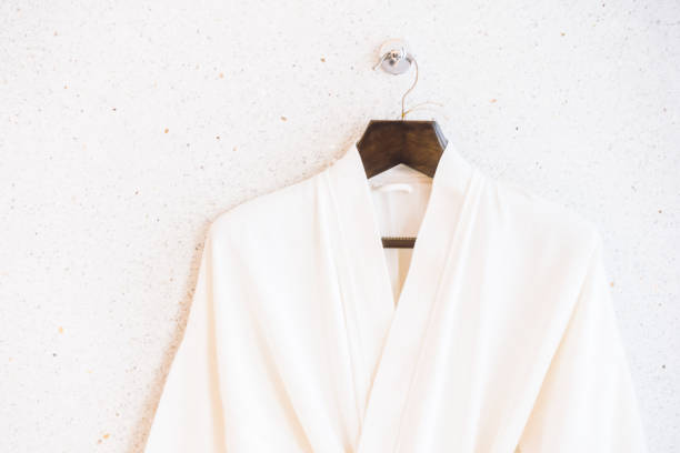 White bathrobe stock photo