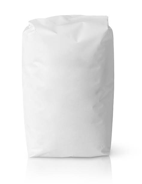 小麦粉の白い用紙袋パッケージ - 紙袋　白 ストックフォトと画像