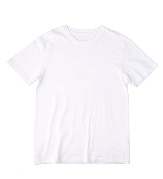 White blank t-shirt isolated on white stock photo