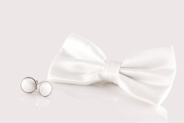 white bow tie close up stock photo
