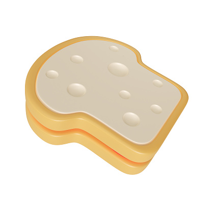 This is White bread Jam 3D Render Illustration Icon, high resolution jpg file, isolated on a white background