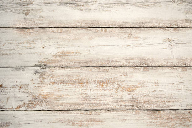 White brown painted weather washed vertical wood texture background. Top view surface of the table to shoot flat lay stock photo