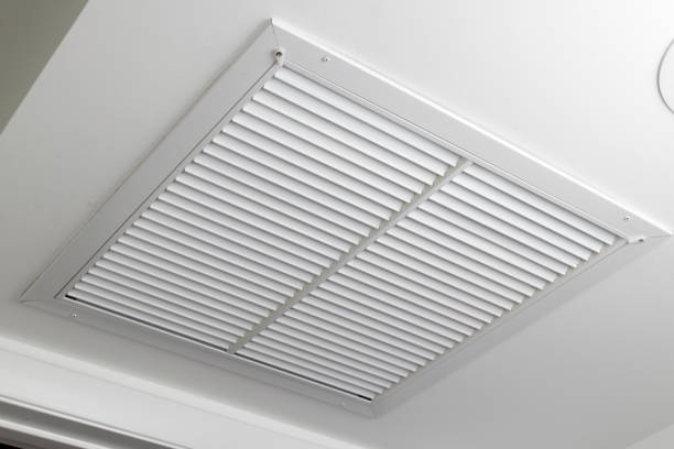 White Ceiling Air Filter Vent Grid stock photo