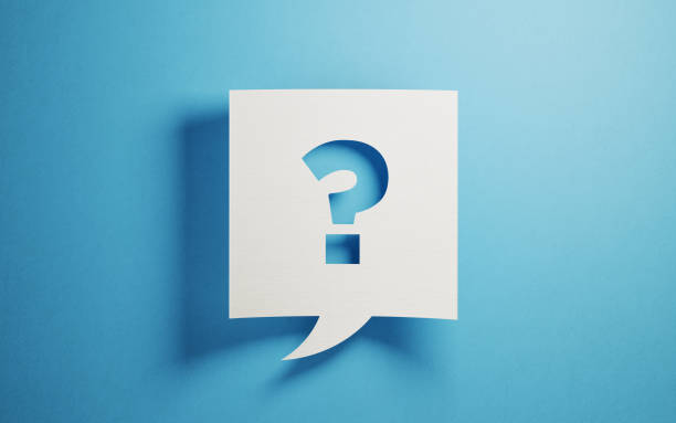 White Chat Bubble On Blue Background White chat bubble on  blue background. There is a question mark symbol  on chat bubble. Horizontal composition with copy space. question mark photos stock pictures, royalty-free photos & images