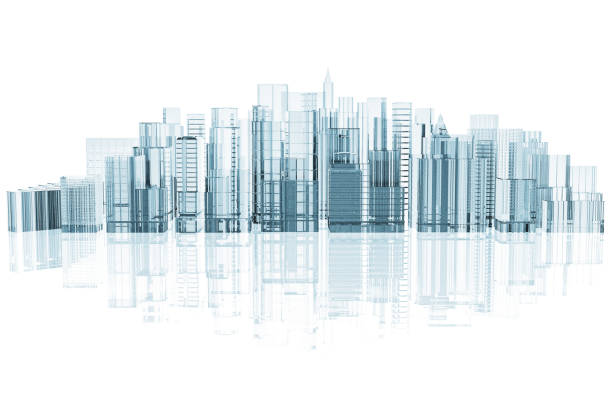 White city skyline - 3D illustration stock photo