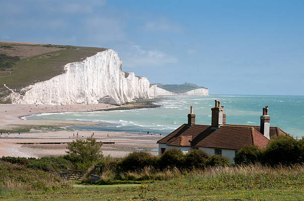 white cliffs of Southern England stock photo