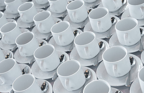 White coffe cups background stock photo