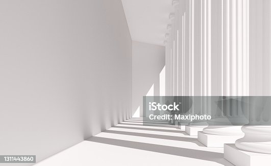 istock White columns in a row: neoclassical architecture 1311443860