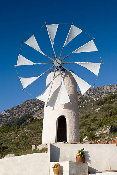 White cretan windmill stock photo