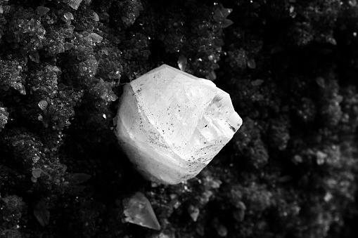 White Crystal With Dark Crystals On Background Stock Photo White Crystal With Dark Crystals On Background Stock Photo