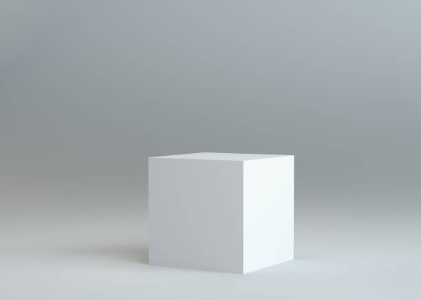 White empty box on gray background stock photo