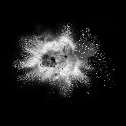 White Explosion On Black Background Stock Photo - Download Image Now ...