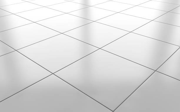 White glossy ceramic tile floor background. 3d rendering stock photo