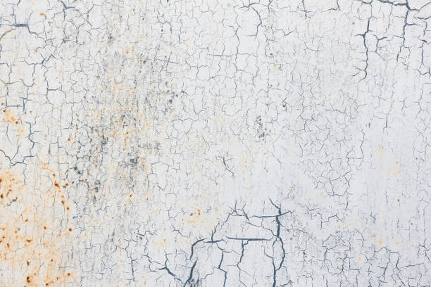 White Grunge Metal Background Texture Full frame shot of grungy old white metal. peeling off stock pictures, royalty-free photos & images