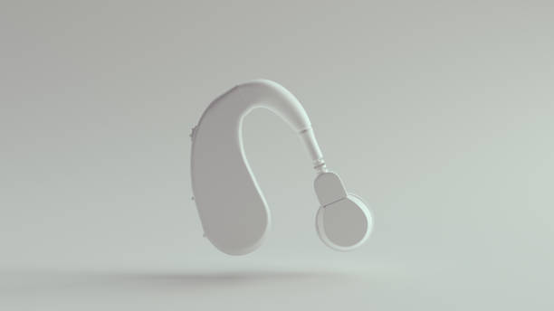 white hearing aid medical disability system technology equipment with white background - hearing aids stok fotoğraflar ve resimler