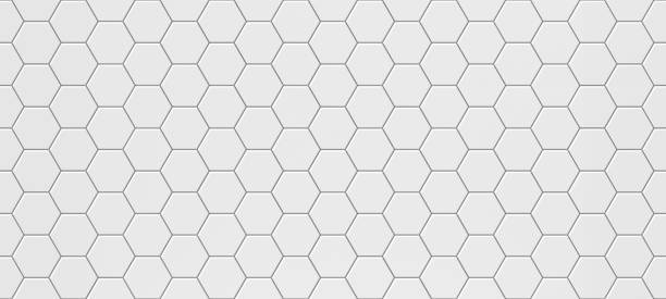 white hexagonal seamless tile texture - mosaico imagens e fotografias de stock