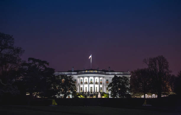white house at night - white house fotografías e imágenes de stock
