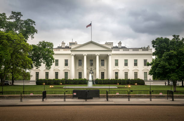 White House North Facade Lawn Washington, DC stock photo