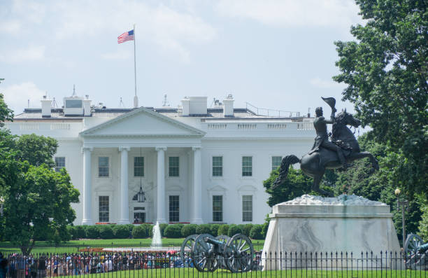 White House, Washington DC, May 27, 2019, view from Lafayette Park stock photo