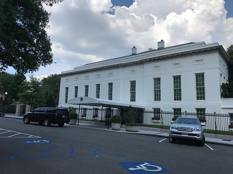 Washington DC,USA - June 28,2019:White House West Wing. Contains the presidential office. Ministers enter the White House from here by car.