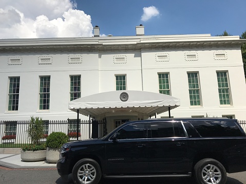 Washington DC,USA - June 28,2019:White House West Wing. Contains the presidential office. Ministers enter the White House from here by car.