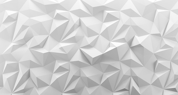 White low poly rock background texture. 3d rendering. Crumpled paper
