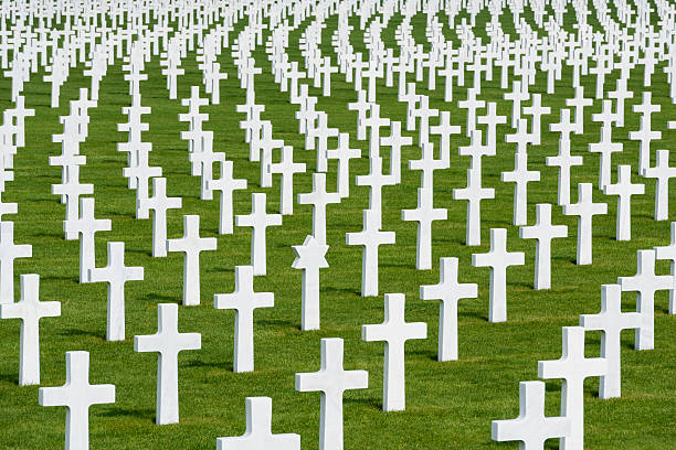 White marble crosses on an American military cimetery stock photo