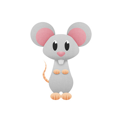 the white mouse, rat is cute cartoon illustration from animal of paper cut