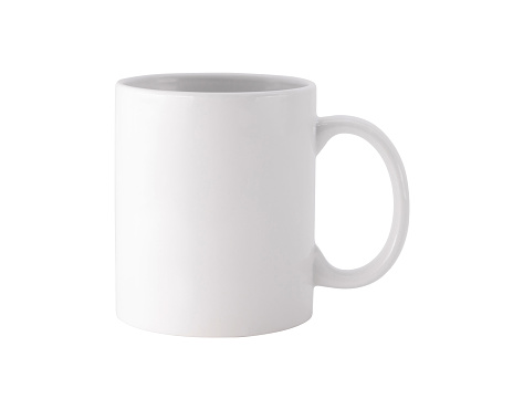 White mug on isolated background with clipping path. Blank drink cup for your design.